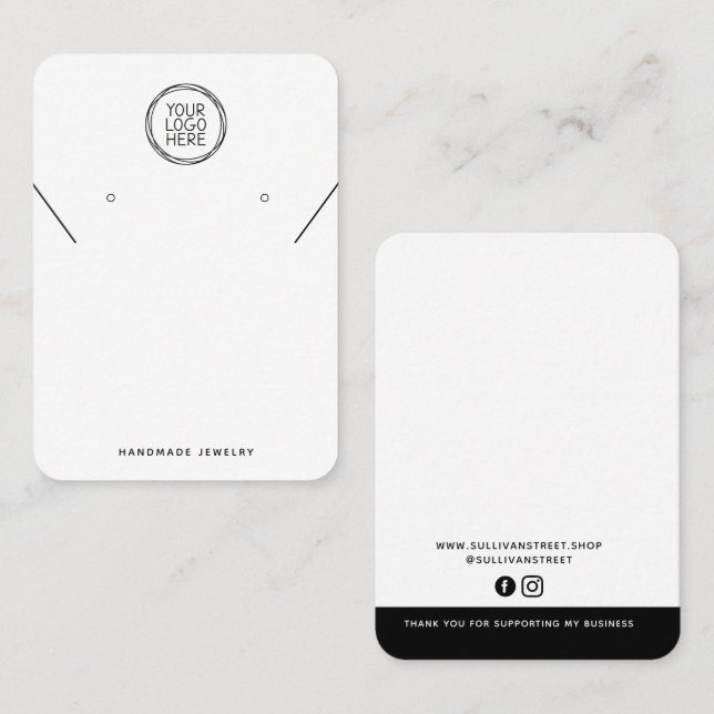 Add Your Logo Necklace Earrings Display Card (Front/Back)