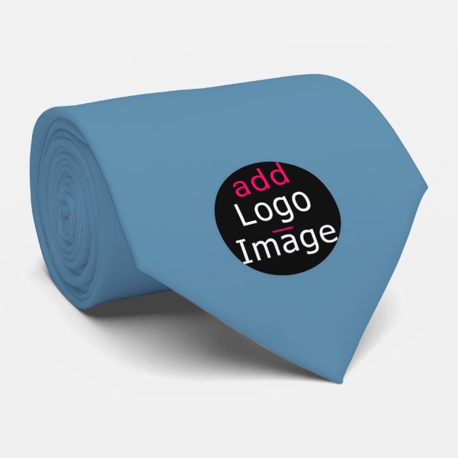 Add Your Logo Promotional Customizable Dusty Blue Tie (Rolled)