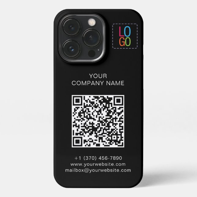 Add Your Logo QR Code Black and White Personalize iPhone Case (Back)