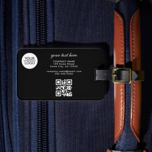 Add your Logo QR Code Custom Text Promotion Black Luggage Tag