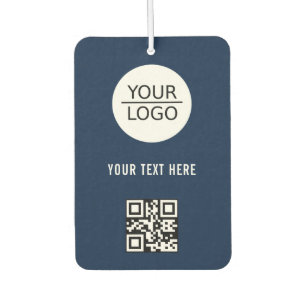 Add your Logo QR Code Custom Text Promotion Blue Air Freshener