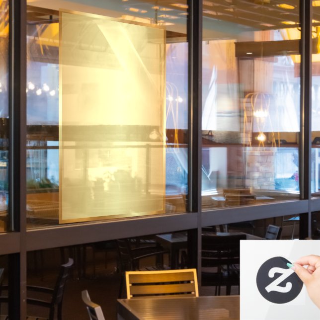 Add Your Logo QR Code Text Blank Gold Background Window Cling (Restaurant Window)