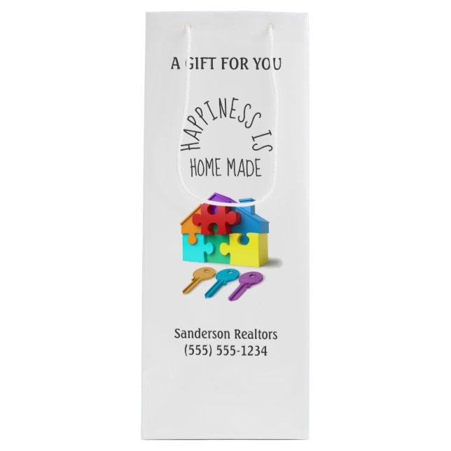 Add Your Logo Real Estate House Keys  Wine Gift Bag (Front)
