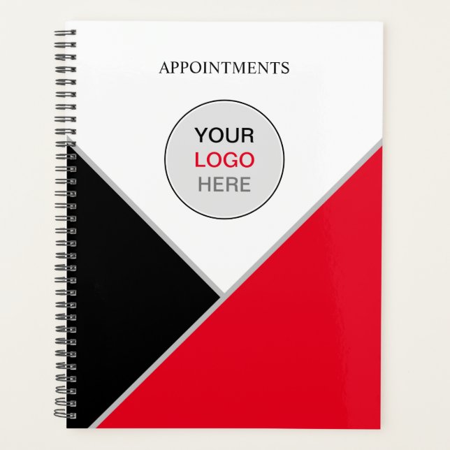 Add Your Logo Red Black White Appointment Book Planner (Front)