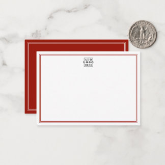 Add Your Logo Red Two Line Border Business   Card