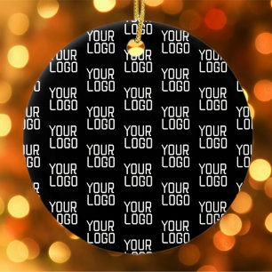 Add Your Logo Repeating Pattern Editable Template Ceramic Ornament