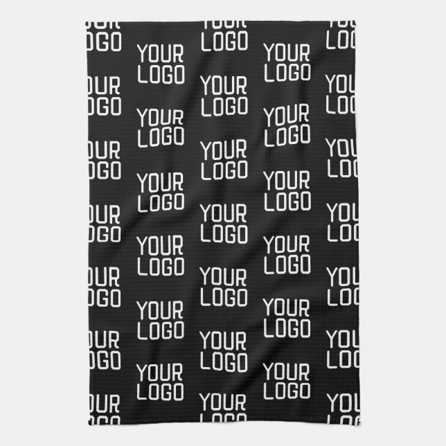 Add Your Logo Repeating Pattern Editable Template Kitchen Towel (Vertical)
