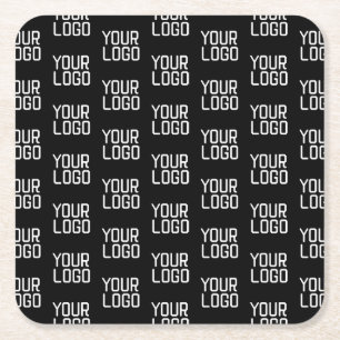 Add Your Logo Repeating Pattern Editable Template Square Paper Coaster