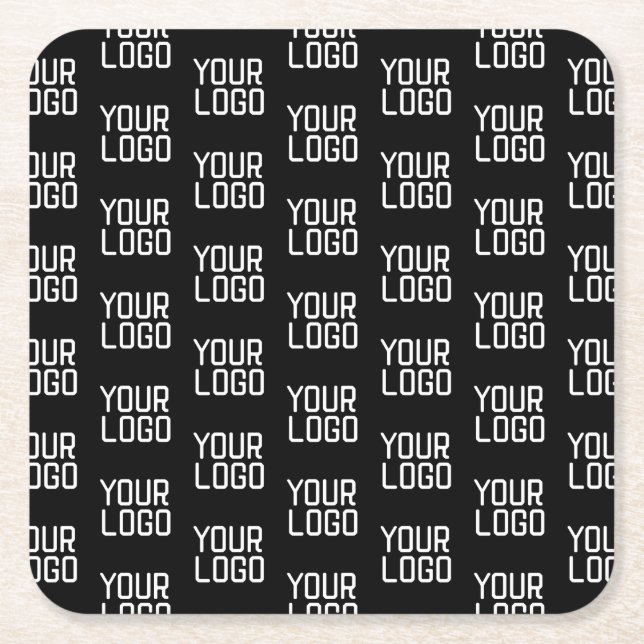 Add Your Logo Repeating Pattern Editable Template Square Paper Coaster (Front)