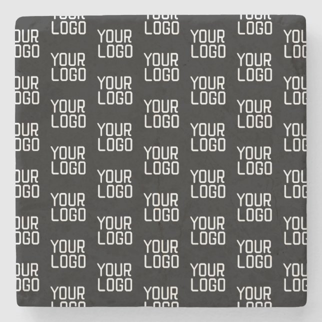 Add Your Logo Repeating Pattern Editable Template Stone Coaster (Front)