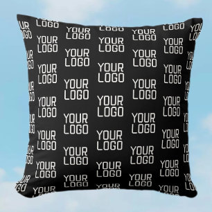 Add Your Logo Repeating Pattern Editable Template Throw Pillow