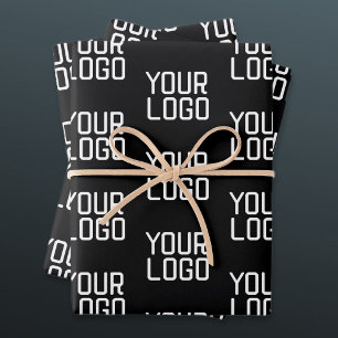 Add Your Logo Repeating Pattern Editable Template Wrapping Paper Sheet