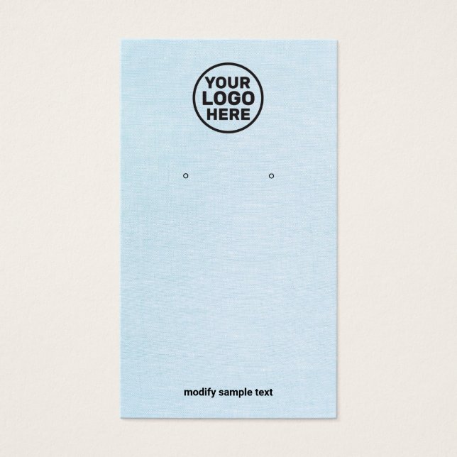 Add Your Logo Simple Blue Earring Display Card (Front)