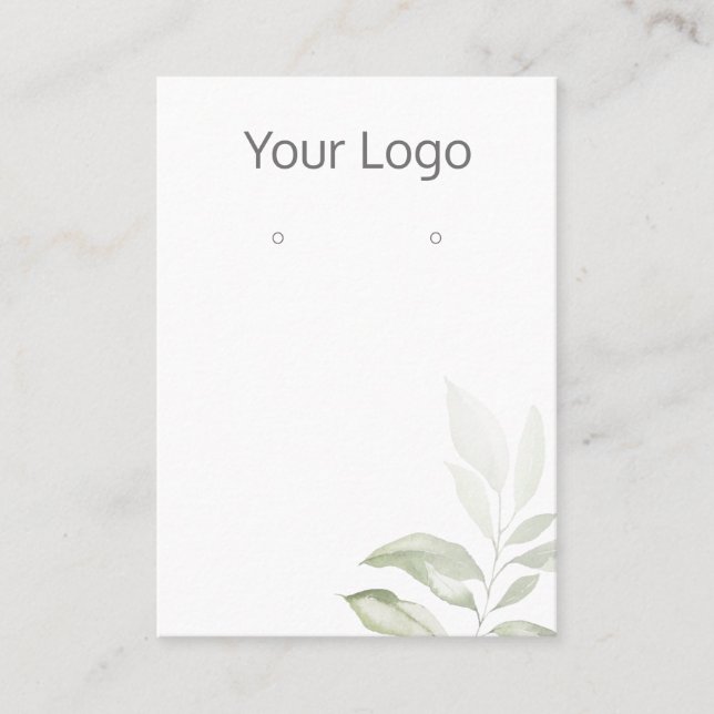 Add Your Logo Simple Greenery Earring Display Card (Front)