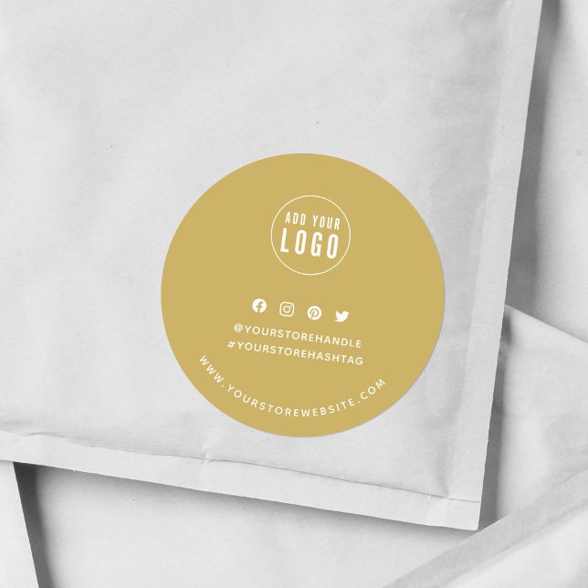 Add Your Logo Social Media Custom Colour Branding Classic Round Sticker (Creator Uploaded)