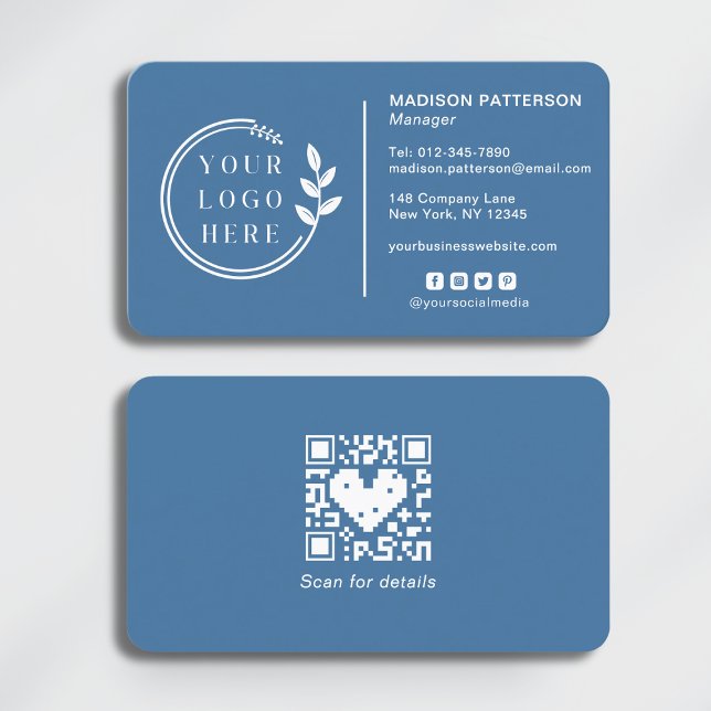 Add Your Logo Social Media QR Code Corporate Business Card (Creator Uploaded)