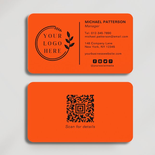 Add Your Logo Social Media QR Code Corporate Business Card (Creator Uploaded)