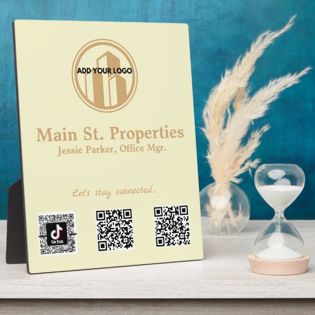Add Your Logo Social Media Scan Codes Plaque (Side)