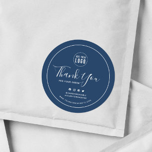 Add Your Logo Social Media Thank You Custom Colour Classic Round Sticker