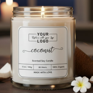 Add Your Logo Square Border Candle Label