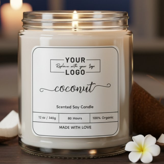 Add Your Logo Square Border Candle Label (Creator Uploaded)