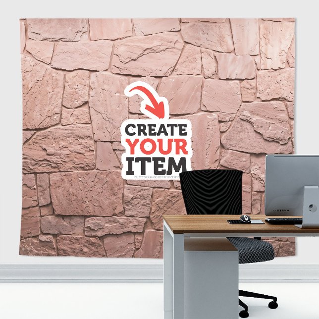 Add your logo Stone Slates Zoom Backdrop Pink Tapestry (Stone slates tapestry decor: add your logo or use it without logo. Add texts with the Editor Tool!)