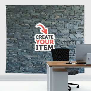 Add your logo Stone Slates Zoom Backdrop SteelBlue Tapestry