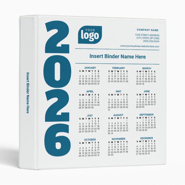Add Your Logo Template 2026 Business Binder (Front/Spine)