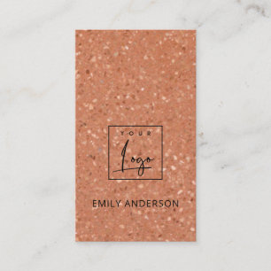 ADD YOUR LOGO TERRACOTTA R RUSTIC TERRAZZO TEXTURE BUSINESS CARD