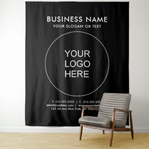 Add Your Logo Text Extra Large Black Backdrop  Tapestry