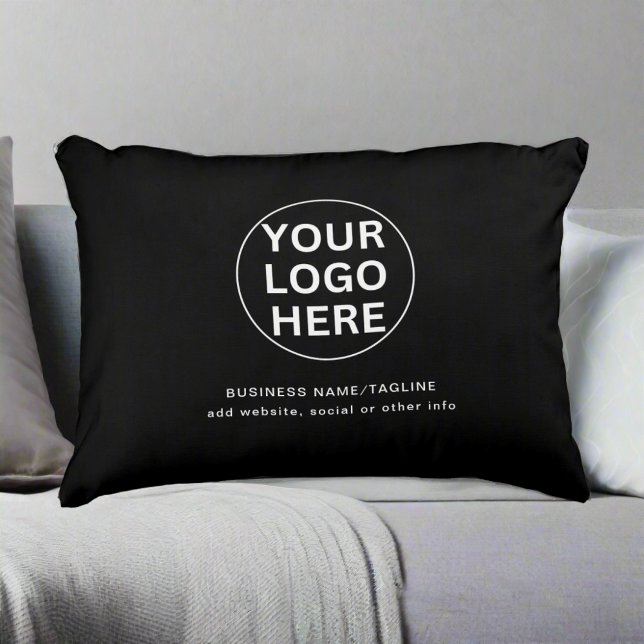 Add Your Logo & Text Here l Black & White  Accent Pillow (Creator Uploaded)