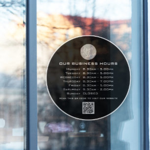  Add Your Logo Text QR Code Business Opening Hours Window Cling