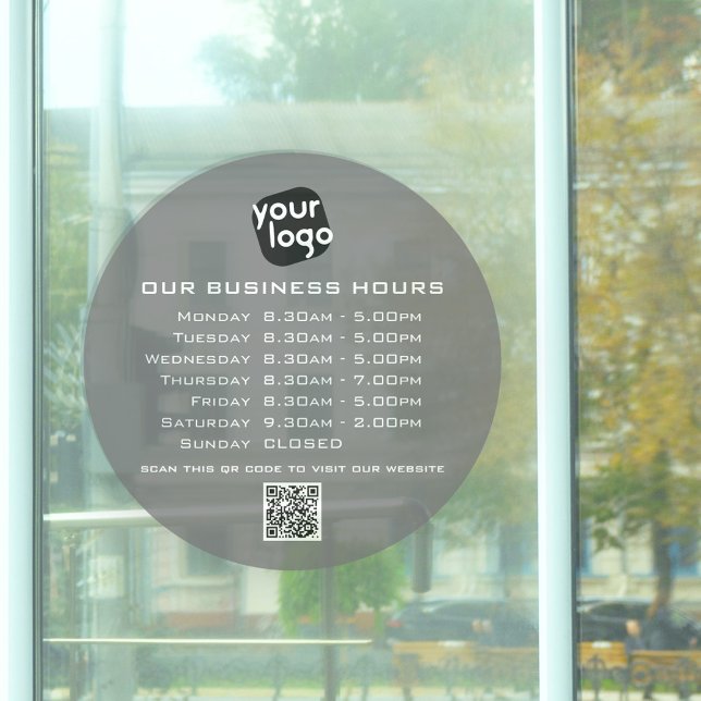  Add Your Logo Text QR Code Business Opening Hours Window Cling (Creator Uploaded)