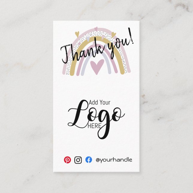 ADD YOUR LOGO thank you order insert card rainbow (Front)