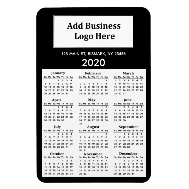 Add your Logo to this Custom 2020 Calendar Magnet (Vertical)