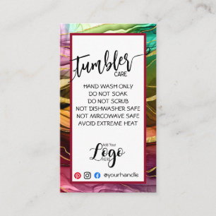 ADD YOUR LOGO TUMBLER CARE CARDS vinyl business