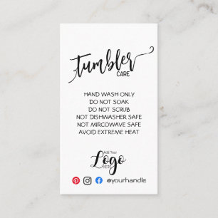 ADD YOUR LOGO tumbler CARE vinyl business simple Card