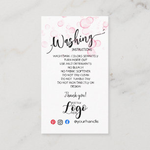 ADD YOUR LOGO washing instructions CARE CARDS