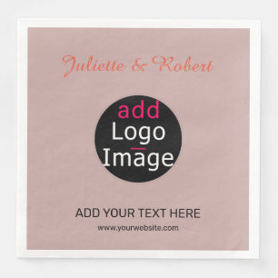 Add Your Logo Wedding Dusty Rose Hue Art Napkin
