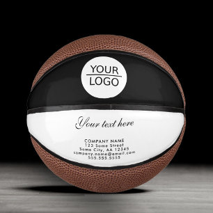 Add your Logo with Custom Text Company Black Mini  Basketball