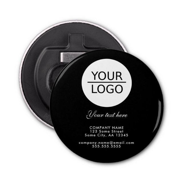 Add your Logo with Custom Text Promotion Black Bottle Opener (Front)