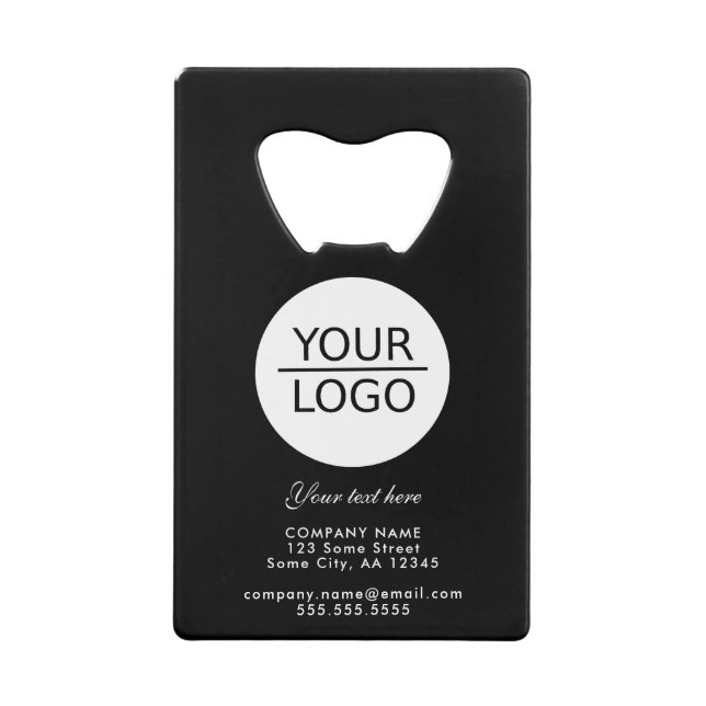 Add your Logo with Custom Text Promotion Black Credit Card Bottle Opener (Front)