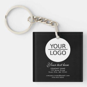 Add your Logo with Custom Text Promotion Black Keychain