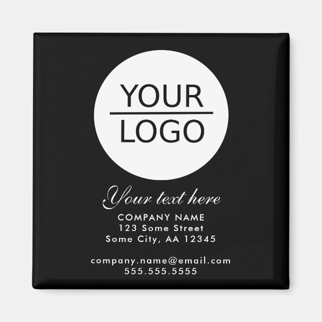 Add your Logo with Custom Text Promotion Black  Magnet (Front)