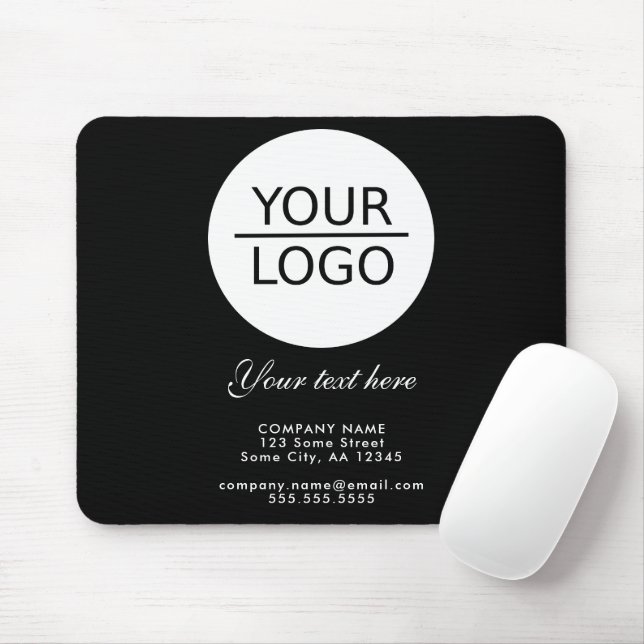 Add your Logo with Custom Text Promotion Black   Mouse Pad (With Mouse)