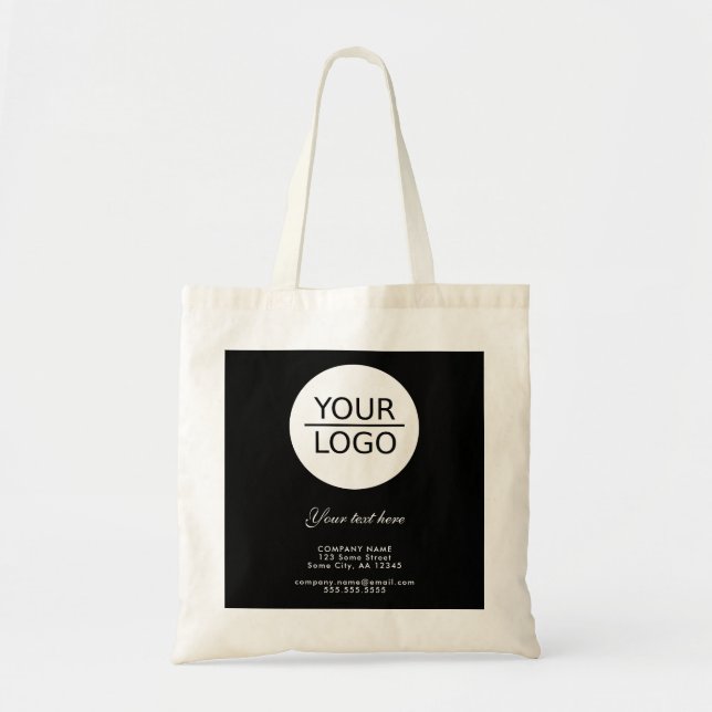 Add your Logo with Custom Text Promotion Black  Tote Bag (Front)