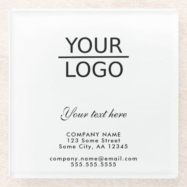 Add your Logo with Custom Text Promotion Glass Coaster (Front)
