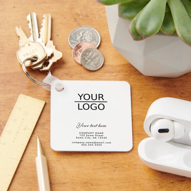 Add your Logo with Custom Text Promotion Keychain (Desk)