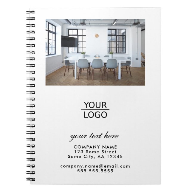 Add your Logo with Custom Text Promotion Photo Not Notebook (Front)
