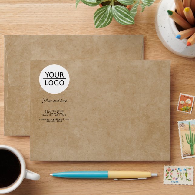 Add your Logo with Custom Text Rustic Promotional Envelope (Desk)